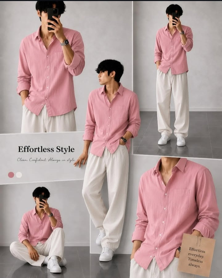 Men's Linen Pink Shirt