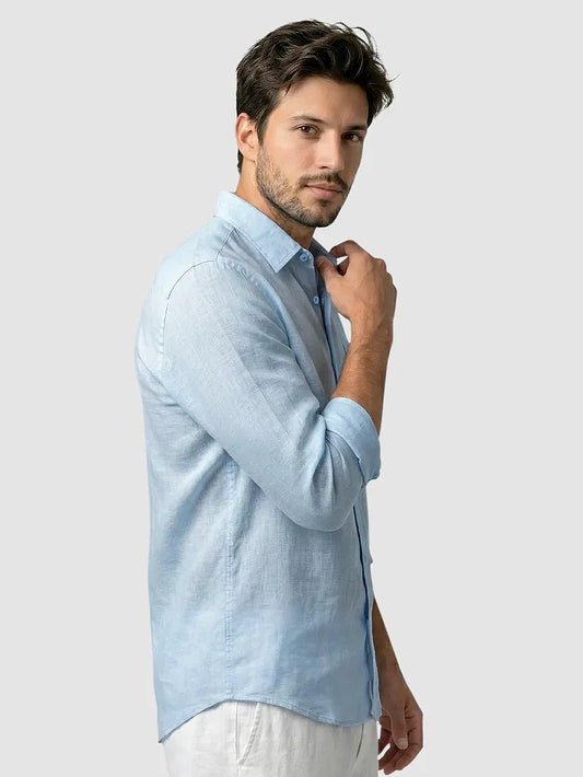 Men's Linen Blue Shirt