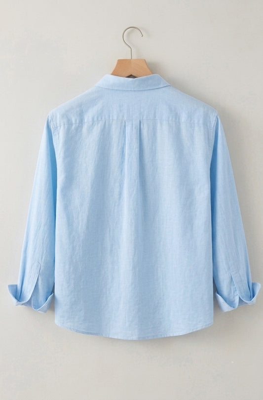 Men's Linen Blue Shirt