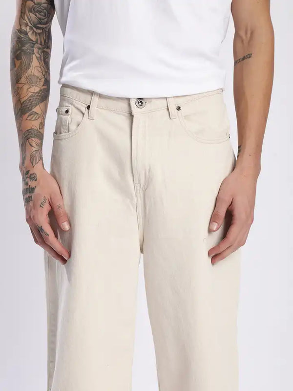 Straight Fit Beige Jeans For Men