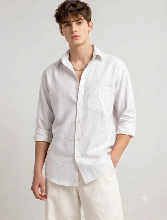 Men's Linen White Shirt