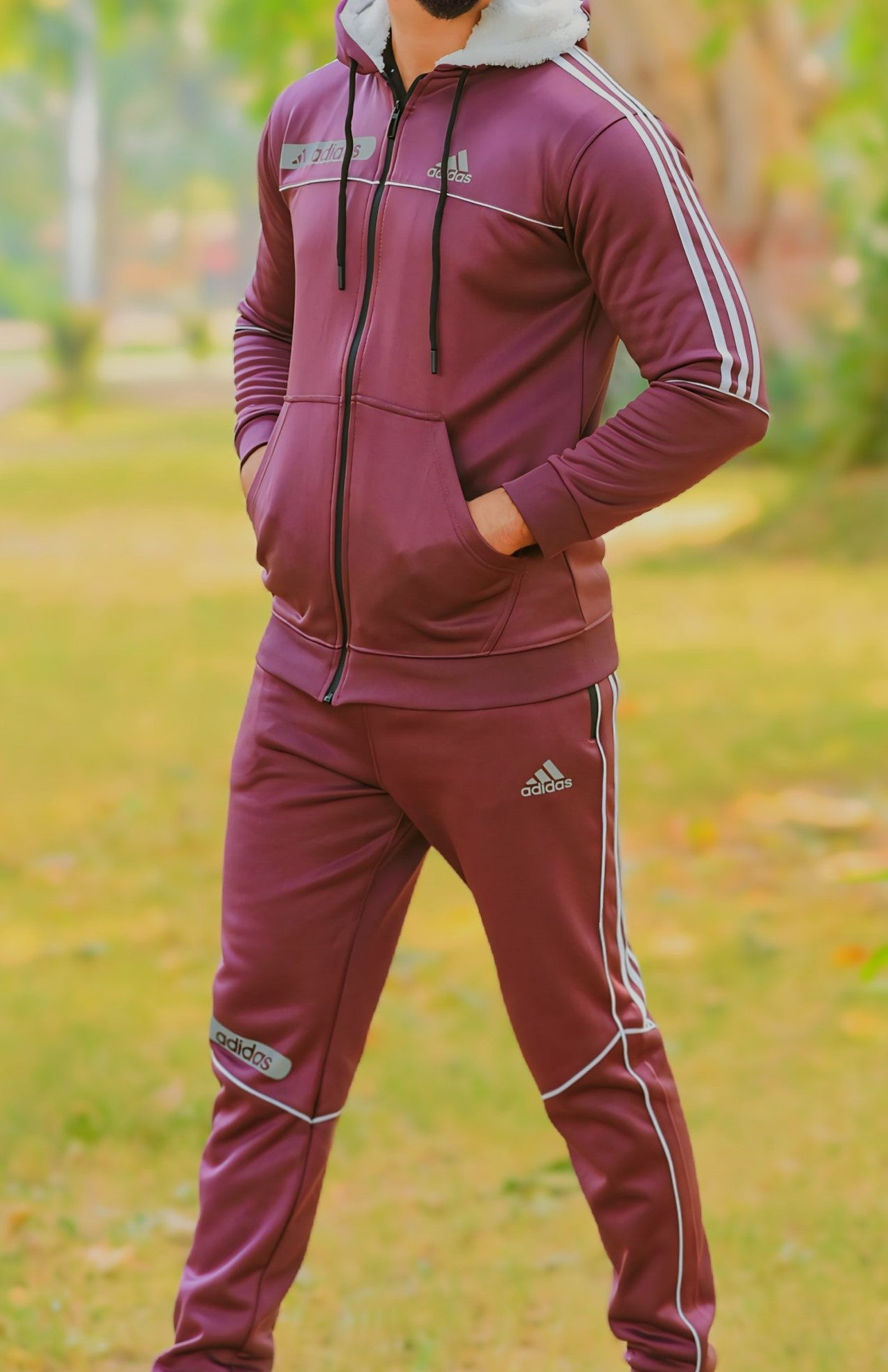 Zipper Addidas Tracksuit (burgundy)