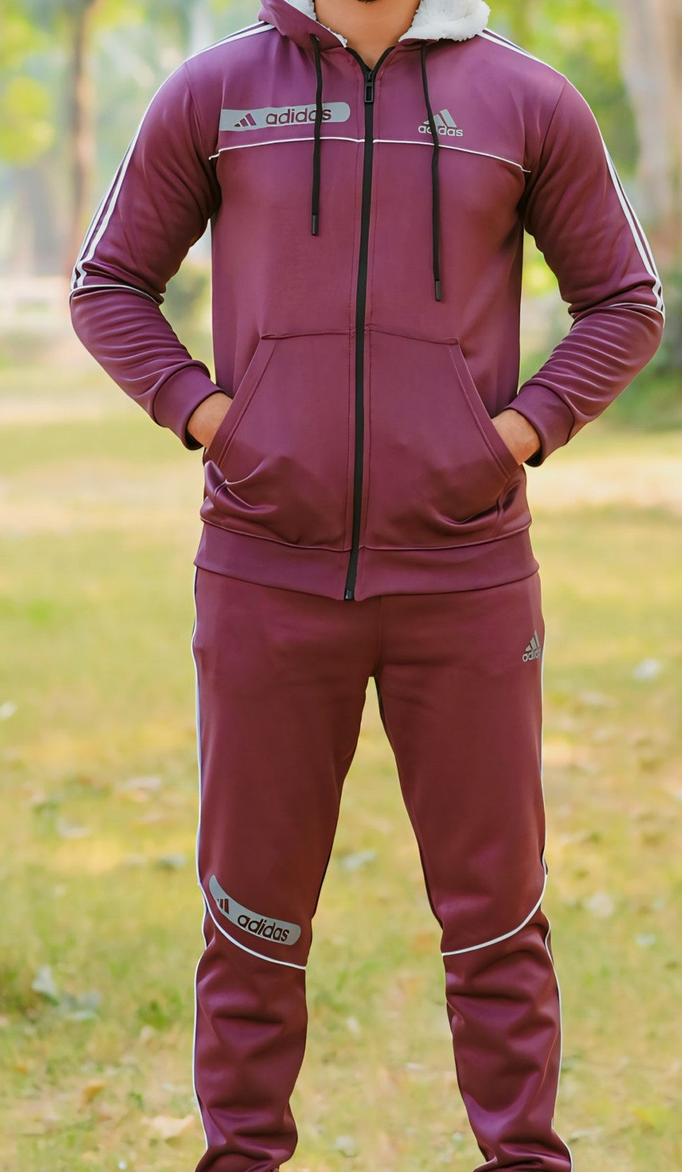 Zipper Addidas Tracksuit (burgundy)