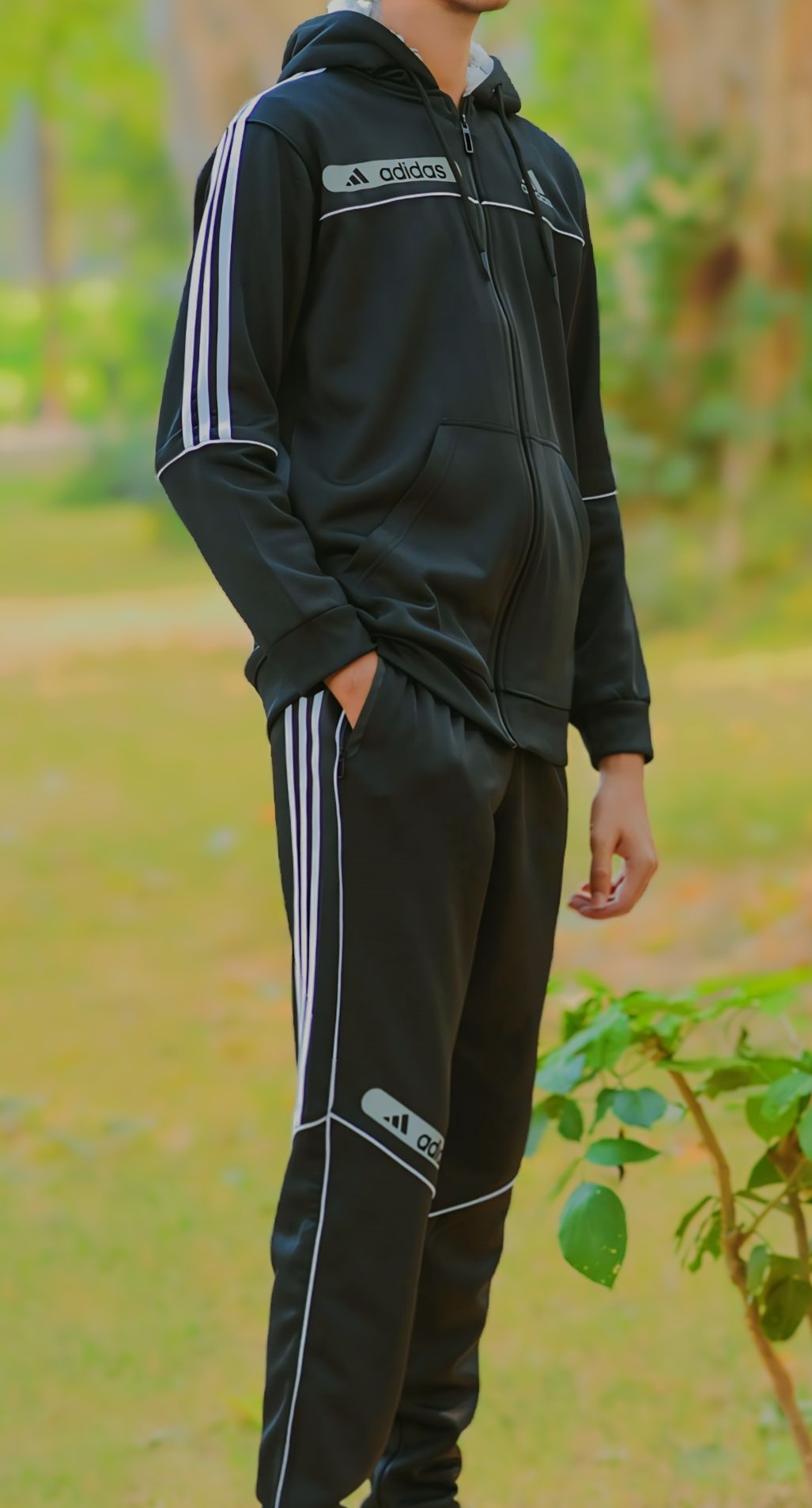 Zipper Addidas Tracksuit (black)