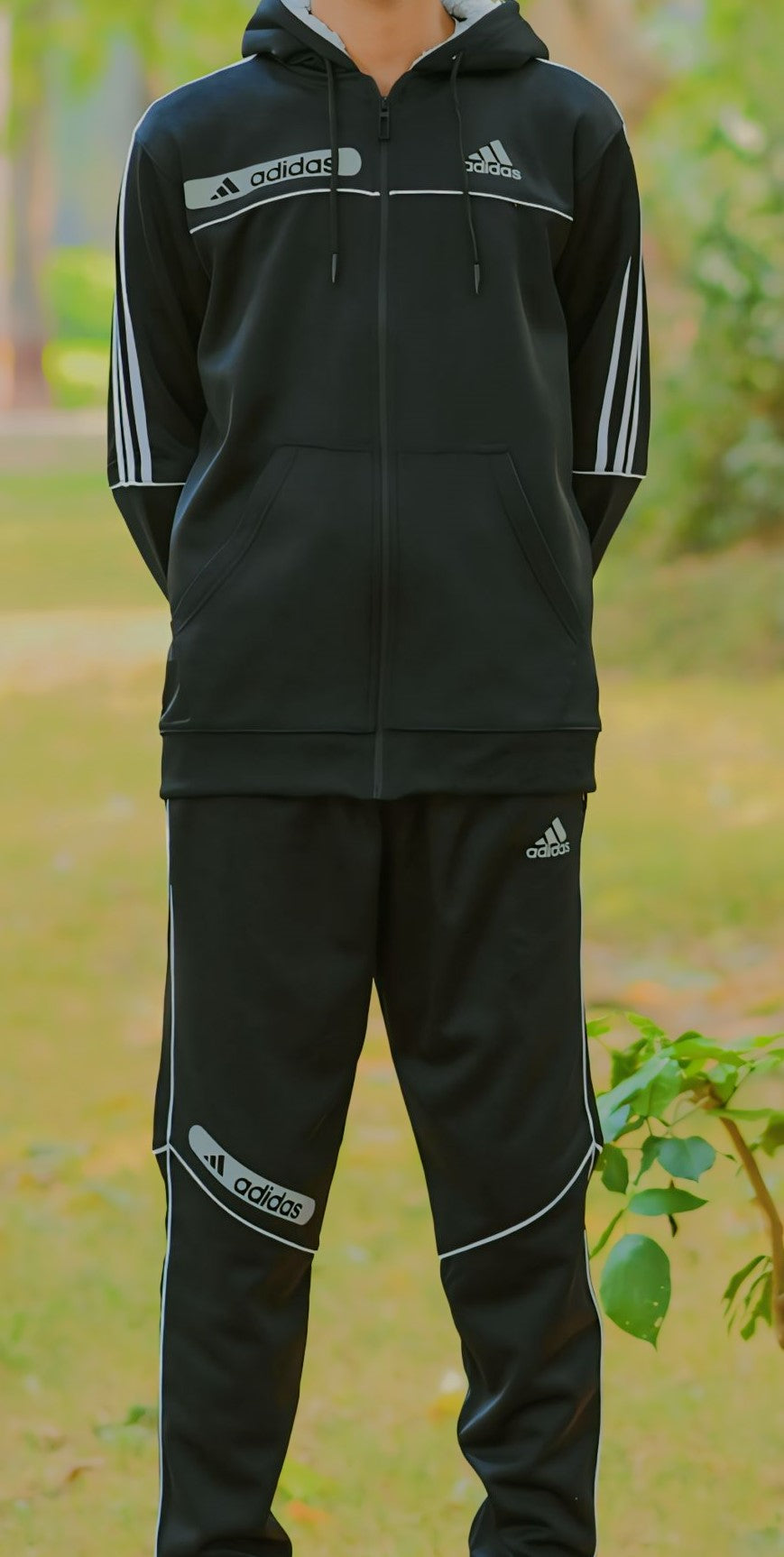 Zipper Addidas Tracksuit (black)