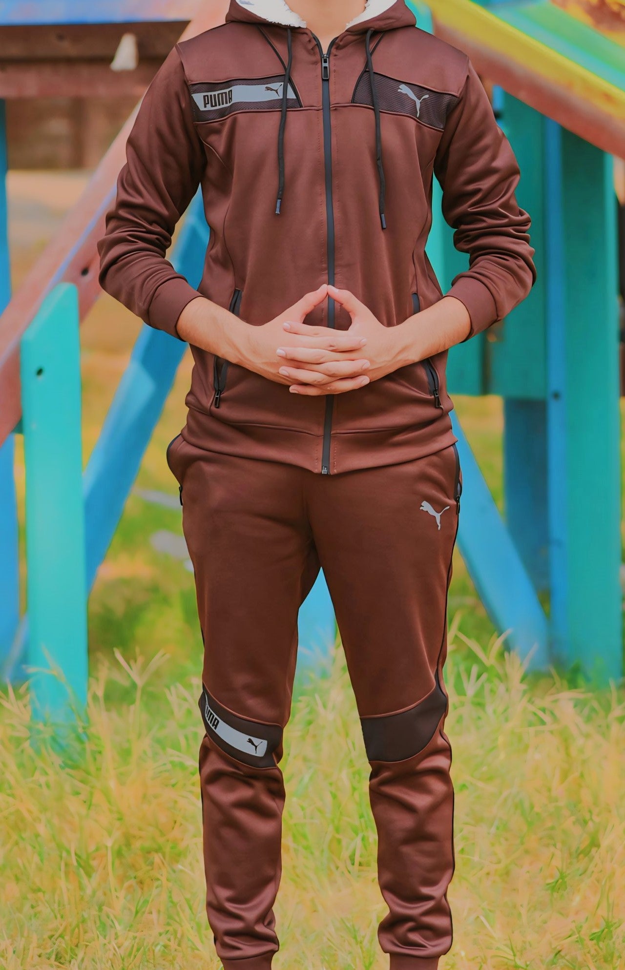 Stripped Puma Tracksuit (brown)