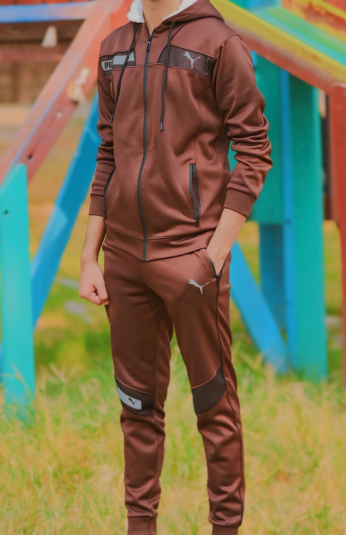 Stripped Puma Tracksuit (brown)