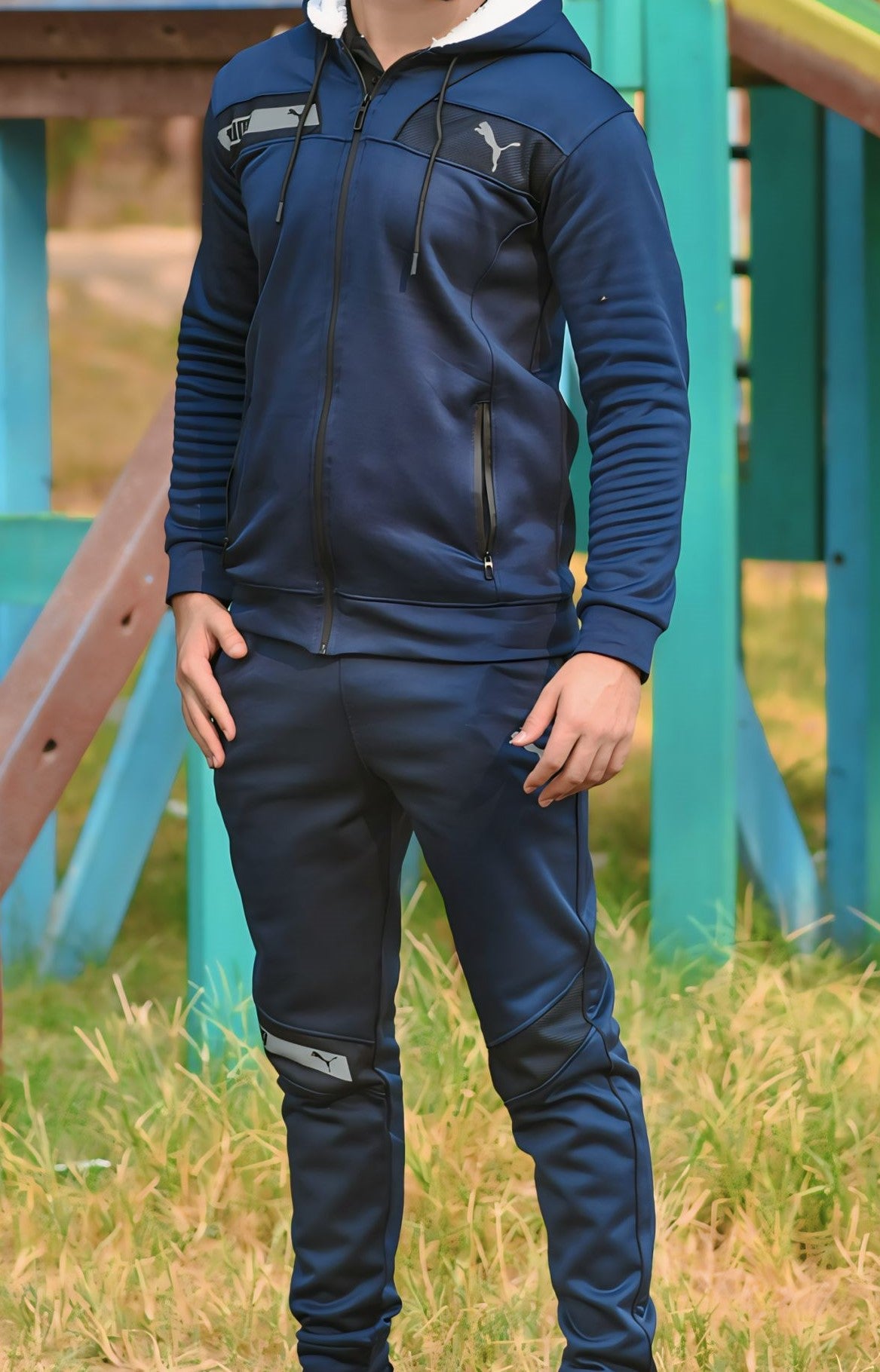 Stripped Puma Tracksuit (Navy)