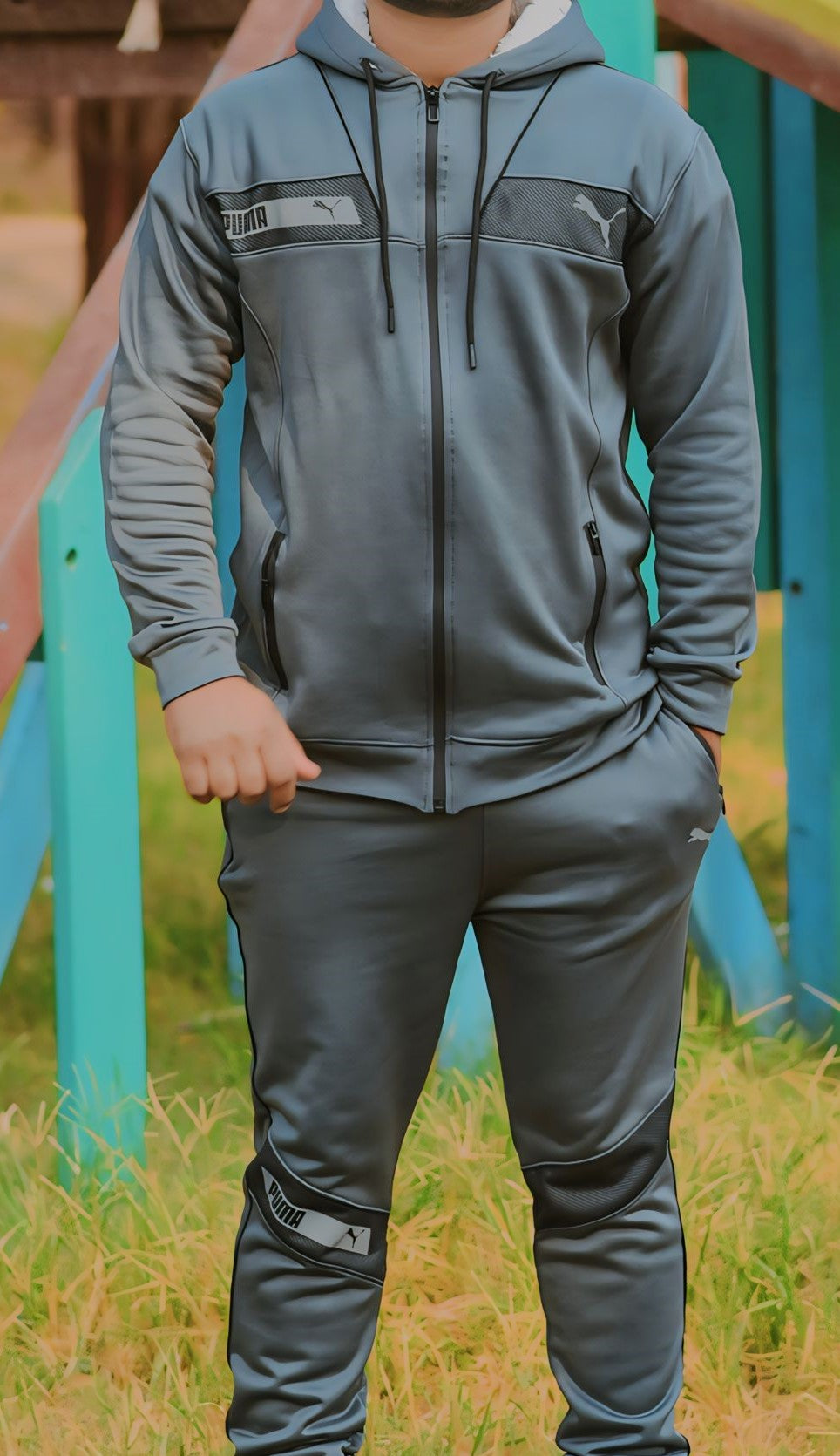 Stripped Puma Tracksuit (silver)