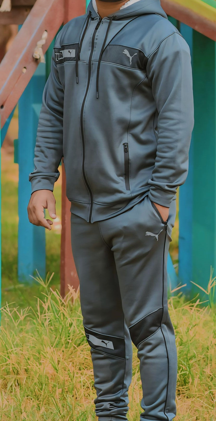 Stripped Puma Tracksuit (silver)