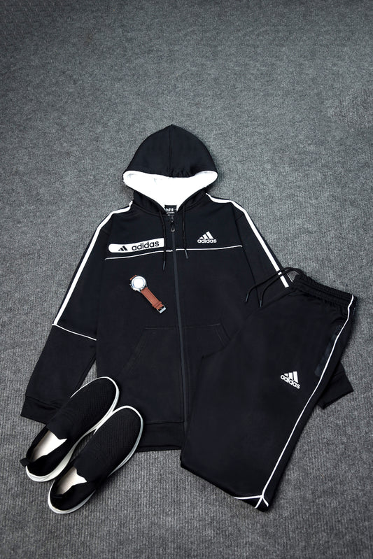 Zipper Addidas Tracksuit (black)