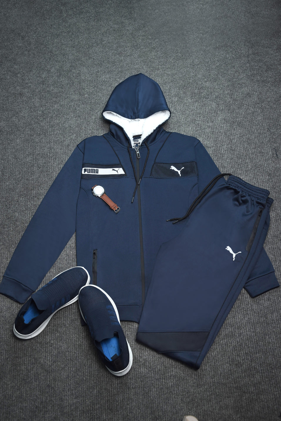 Stripped Puma Tracksuit (Navy)