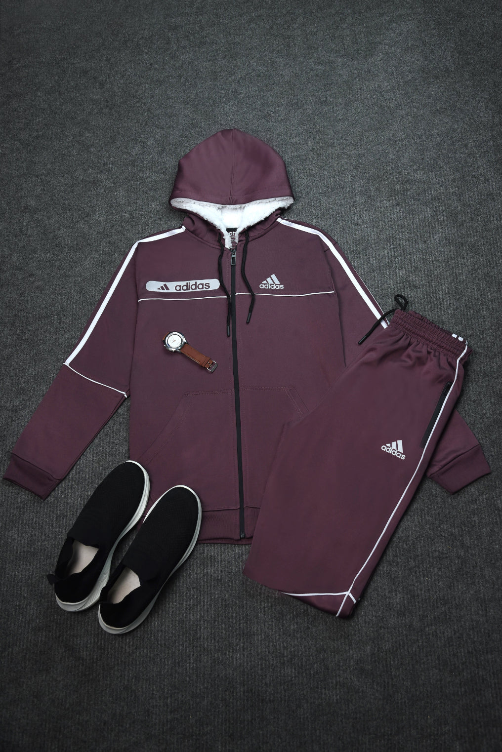 Zipper Addidas Tracksuit (burgundy)