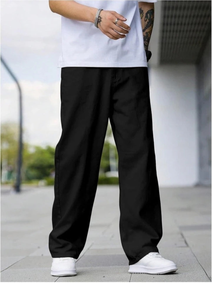 Men Straight fit Black jeans