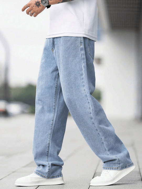 Straight fit blue jeans for Men