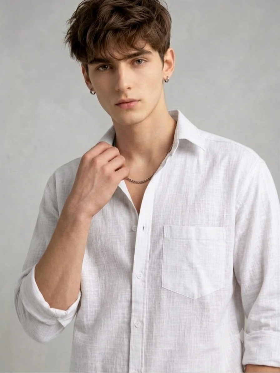 Men's Linen White Shirt