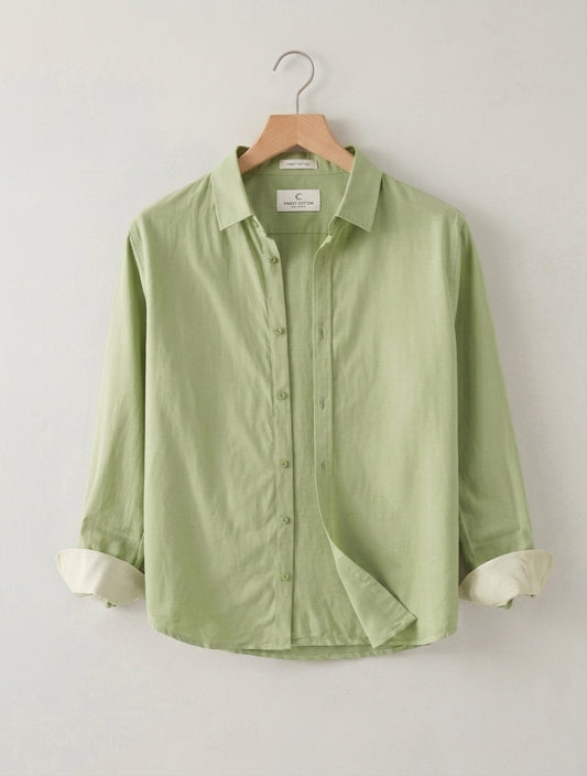 Men's Linen Pista green Shirt