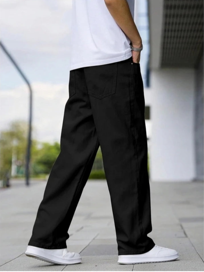 Men Straight fit Black jeans