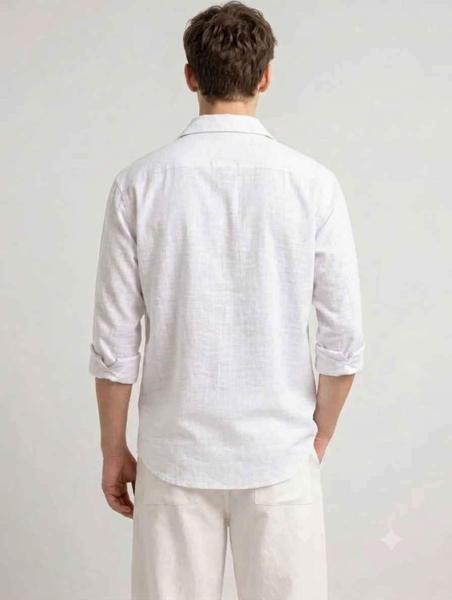 Men's Linen White Shirt