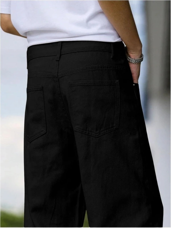 Men Straight fit Black jeans