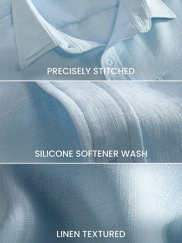 Men's Linen Blue Shirt