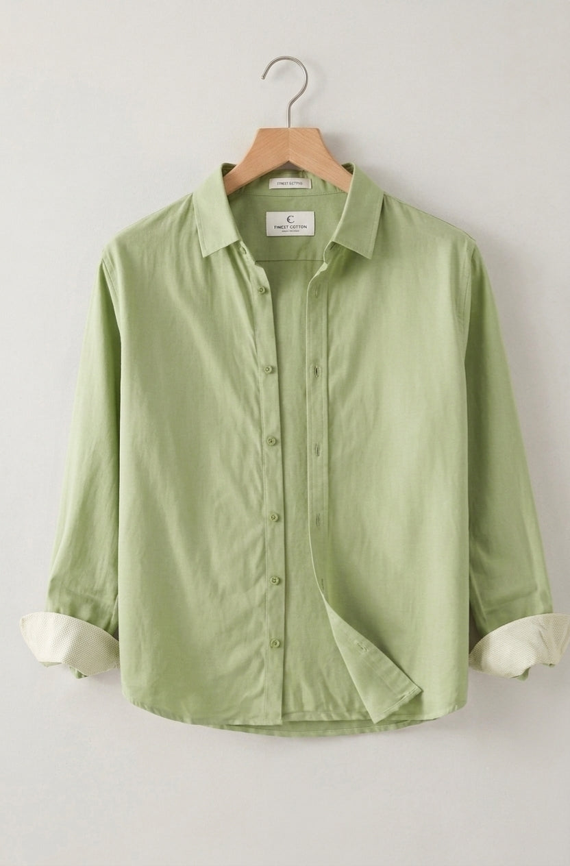 Men's Linen Pista green Shirt
