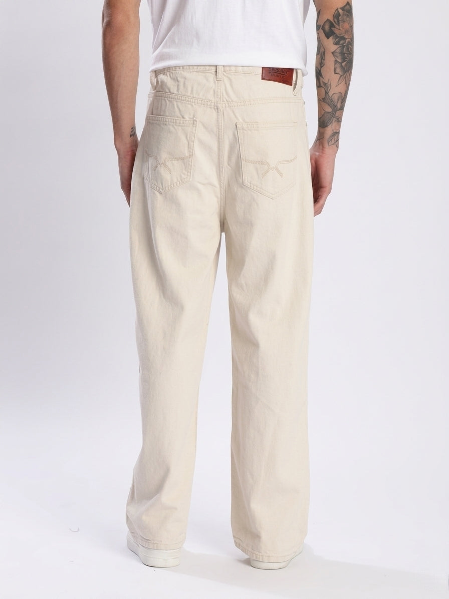 Men Straight Fit Beige Pant