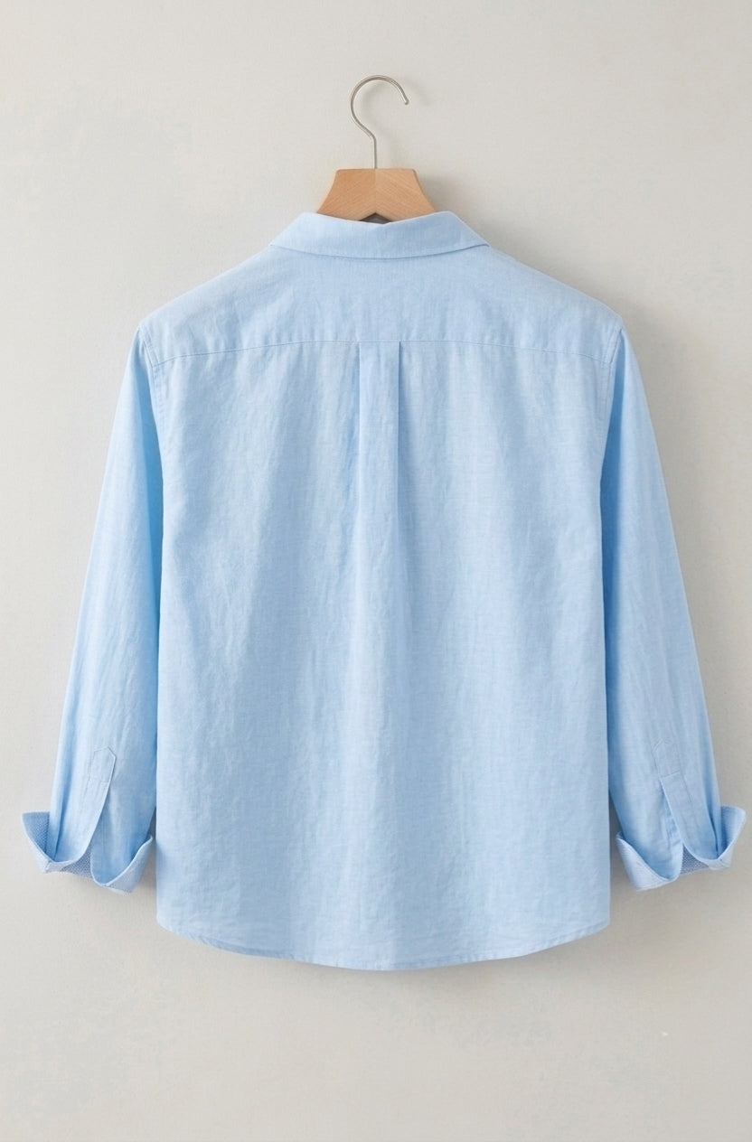 Men's Linen Blue Shirt