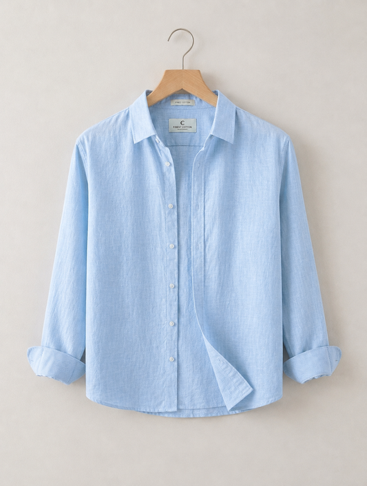 Men's Linen Blue Shirt