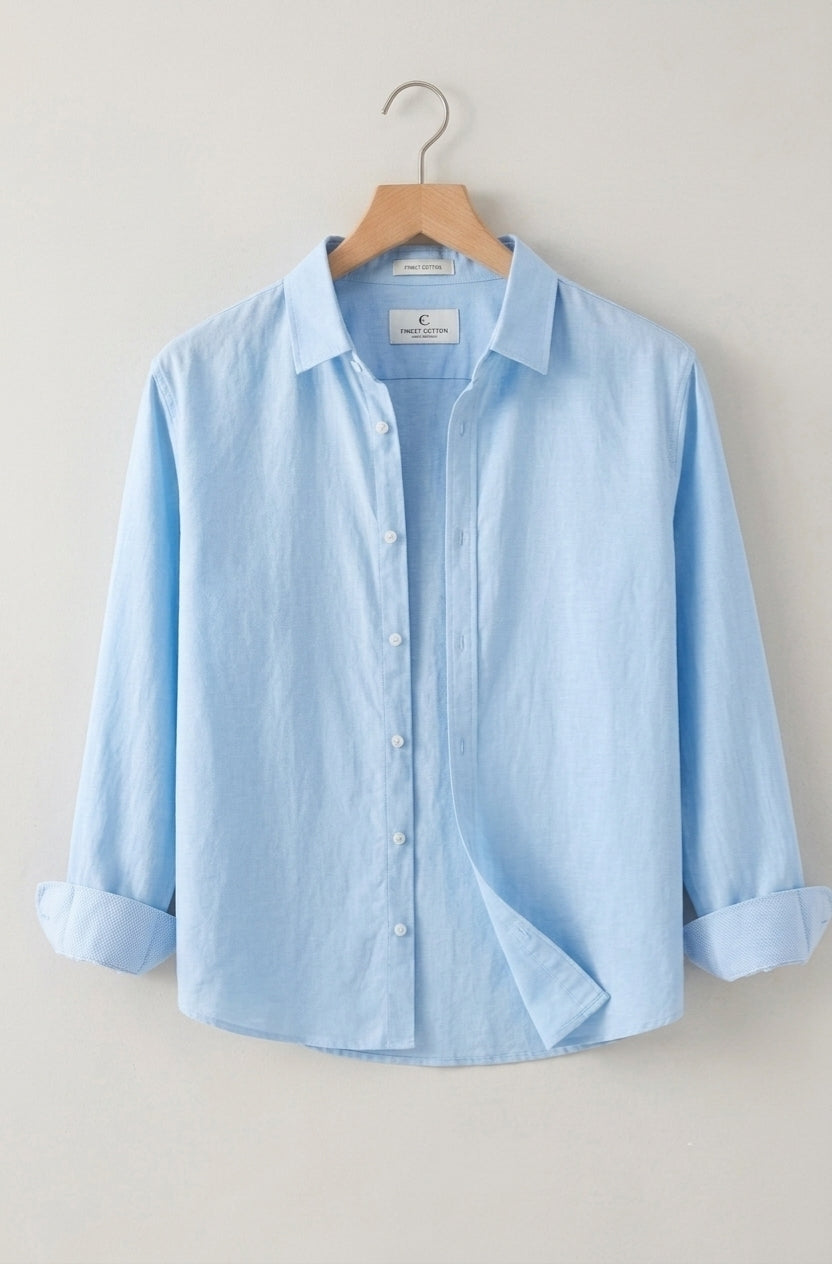 Men's Linen Blue Shirt