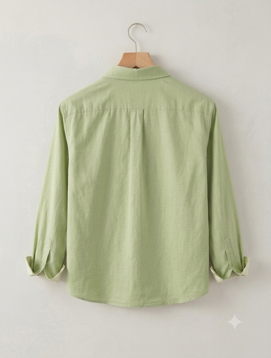Men's Linen Pista green Shirt