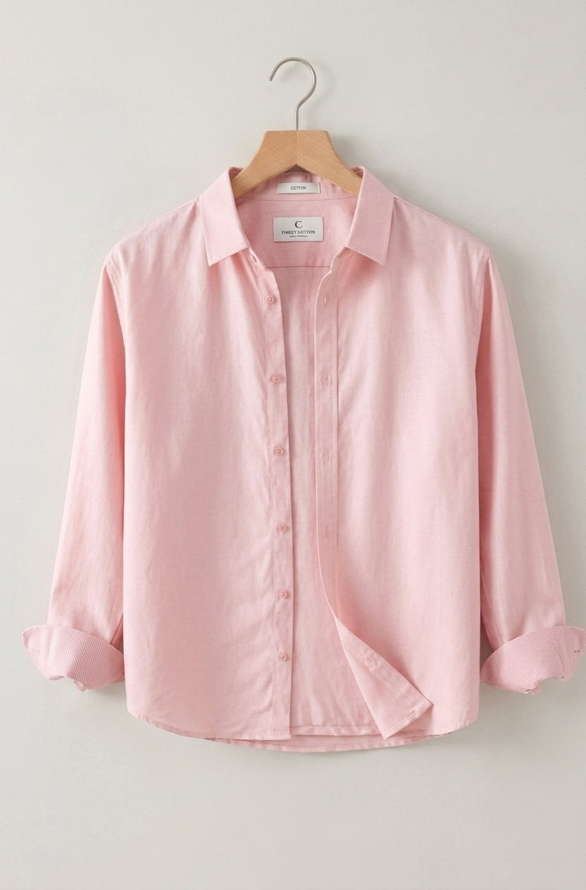 Men's Linen Pink Shirt