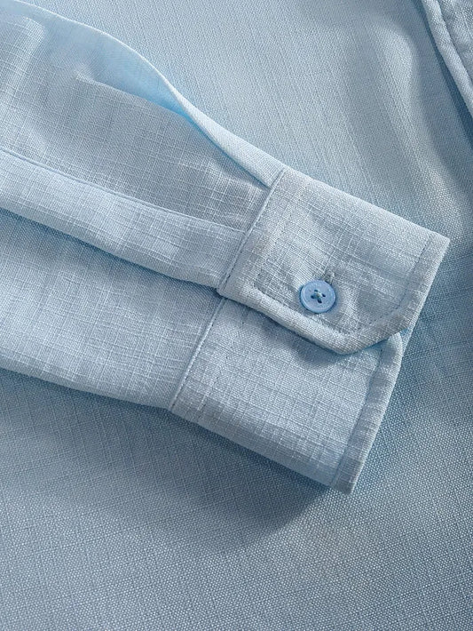 Men's Linen Blue Shirt