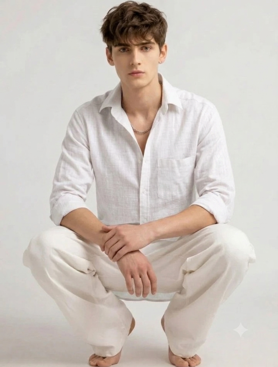 Men's Linen White Shirt