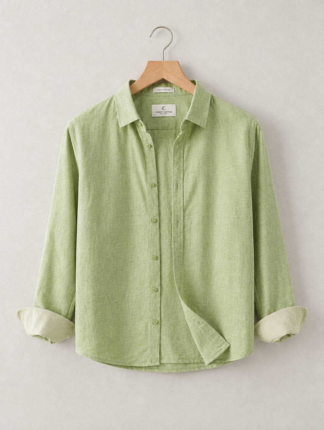 Men's Linen Pista green Shirt