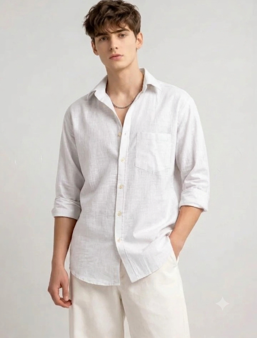 Men's Linen White Shirt