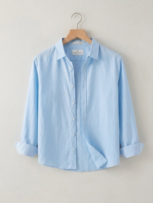 Men's Linen Blue Shirt